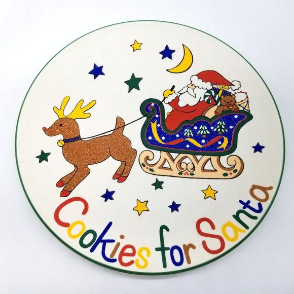 Mikasa Cookies For Santa Treat Plate Platter Reindeer Sleigh 11 Inch Ceramic FX0 - Picture 1 of 11